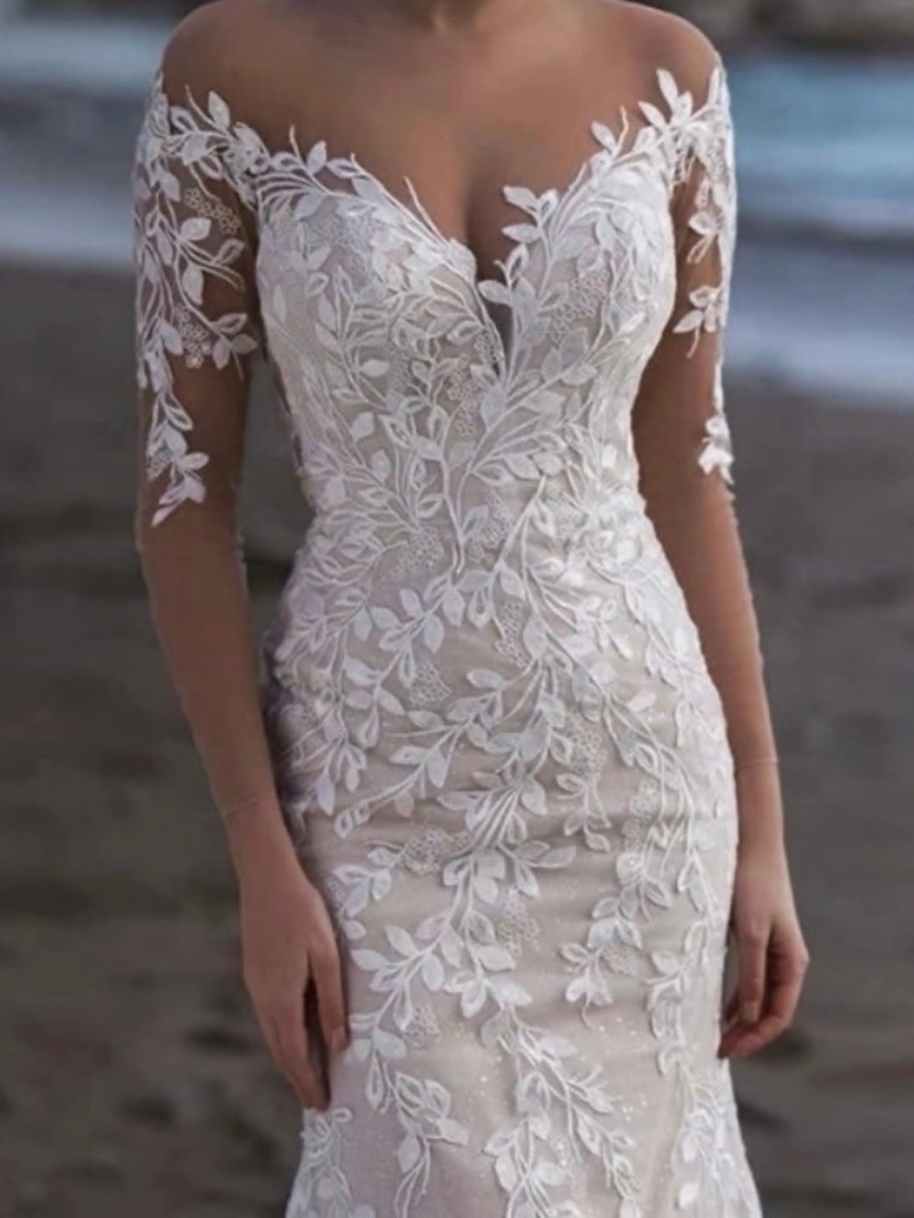 White Floral Lace Wedding Dress